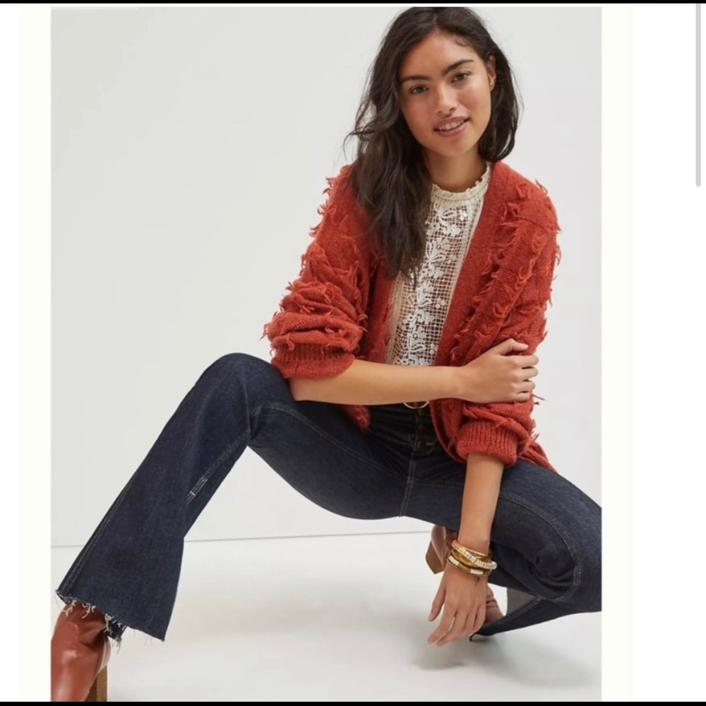 Anthropologie Janice Fringe Maeve Cardigan